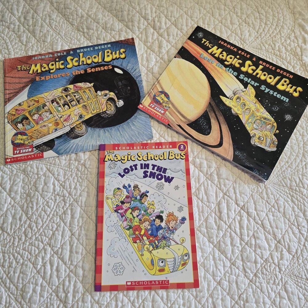 Magic School Bus Lot Of 3 Scholastic - Solar System, The Senses,  Lost In Snow